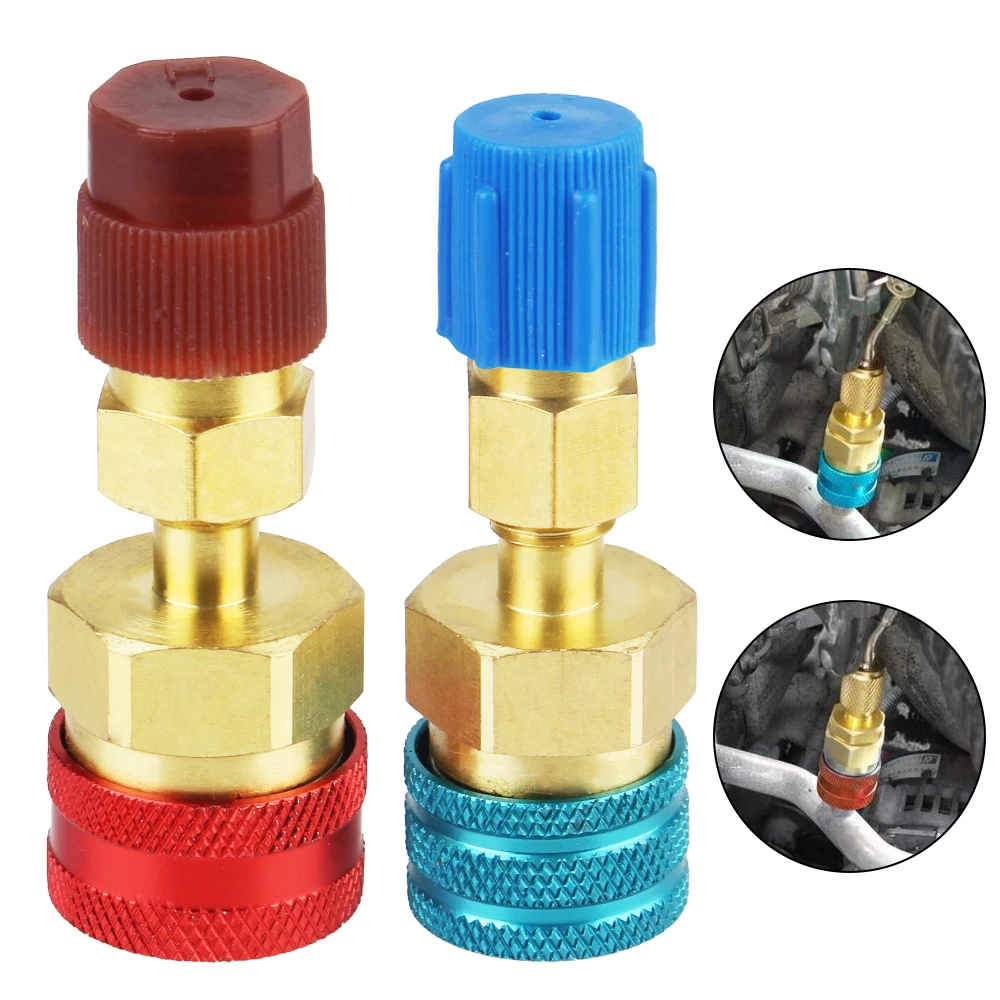 Car Air Conditioning Refrigerant Brass Adapters High Low Side Adapter Fitting Quick Fitting Coupler Connector R1234YF Car Tools