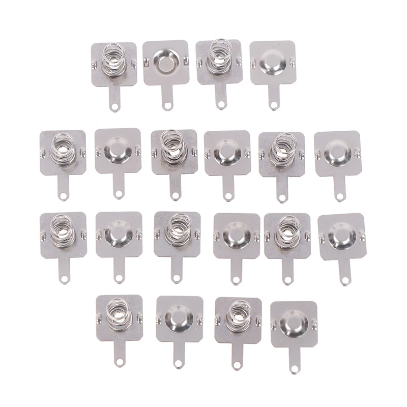 5Sets 12MMx12MM - + Replacement Metal Spring Contact Plate Silver Unidirectional Slot For AA Battery Case