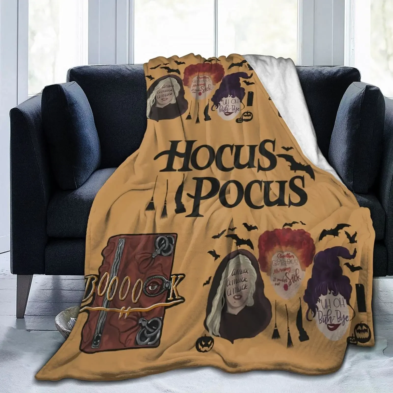 Hocus Pocus Blanket Halloween Throw Flannel s Sanderson Sisters Soft Plush  for Couch Sofa Bed Home Decor Gifts