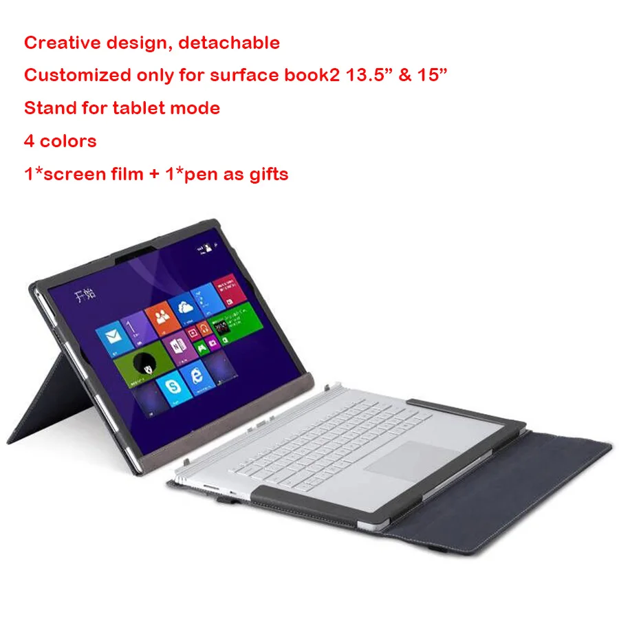 Detachable Cover For Microsoft Surface Book2 13.5 Book 2 15 Inch Tablet Laptop Sleeve Stand Case Keyboard Film Screen Film Pen