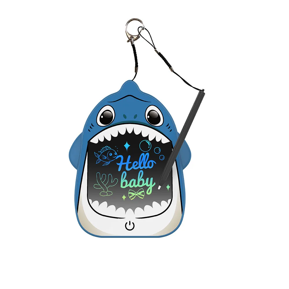 Bolso placa de escrita dos desenhos animados peixe mochila pendurado lcd luz energia prancheta doodle pintura placa escrita crianças brinquedos