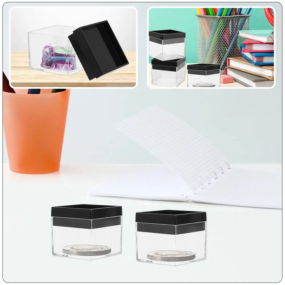 6Pcs Mineral Specimen Display Box Transparent Plastic Storage Case for Rocks Crystals Desktop Collection Organizer Box
