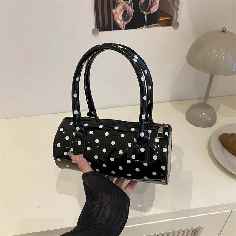 

Новая сумка-пенал в горошек, маленькая сумка-бостон, сумка через плечо, сумка-бочонок, женская сумка