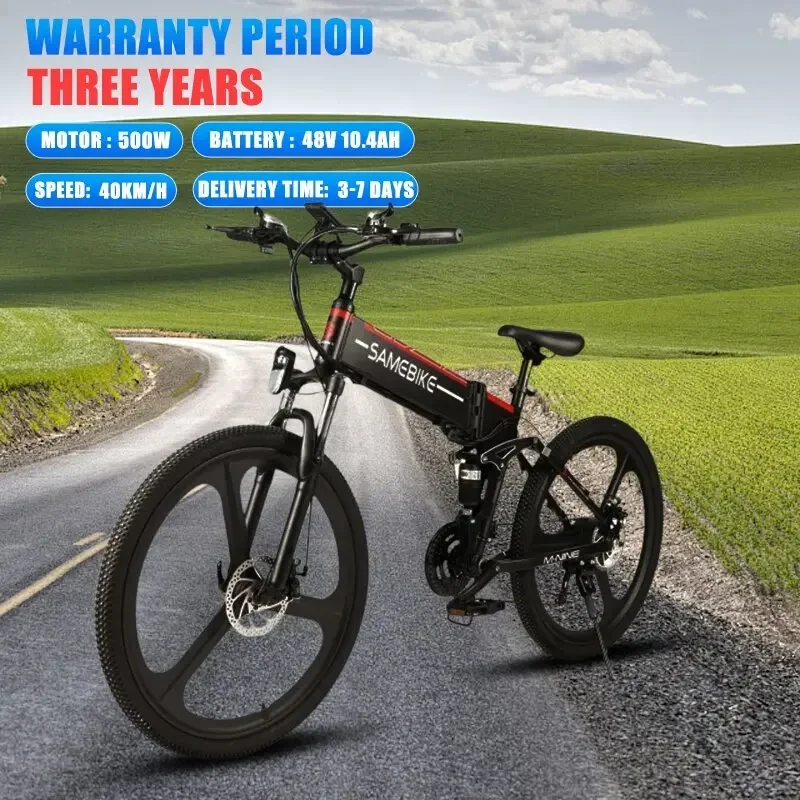 E Bike 500W Powerful Motor 48V10.4AH Lithium Battery Mountain Electric Bicycle Adult 26-inch Tire 21-speed Folding Electric Bike