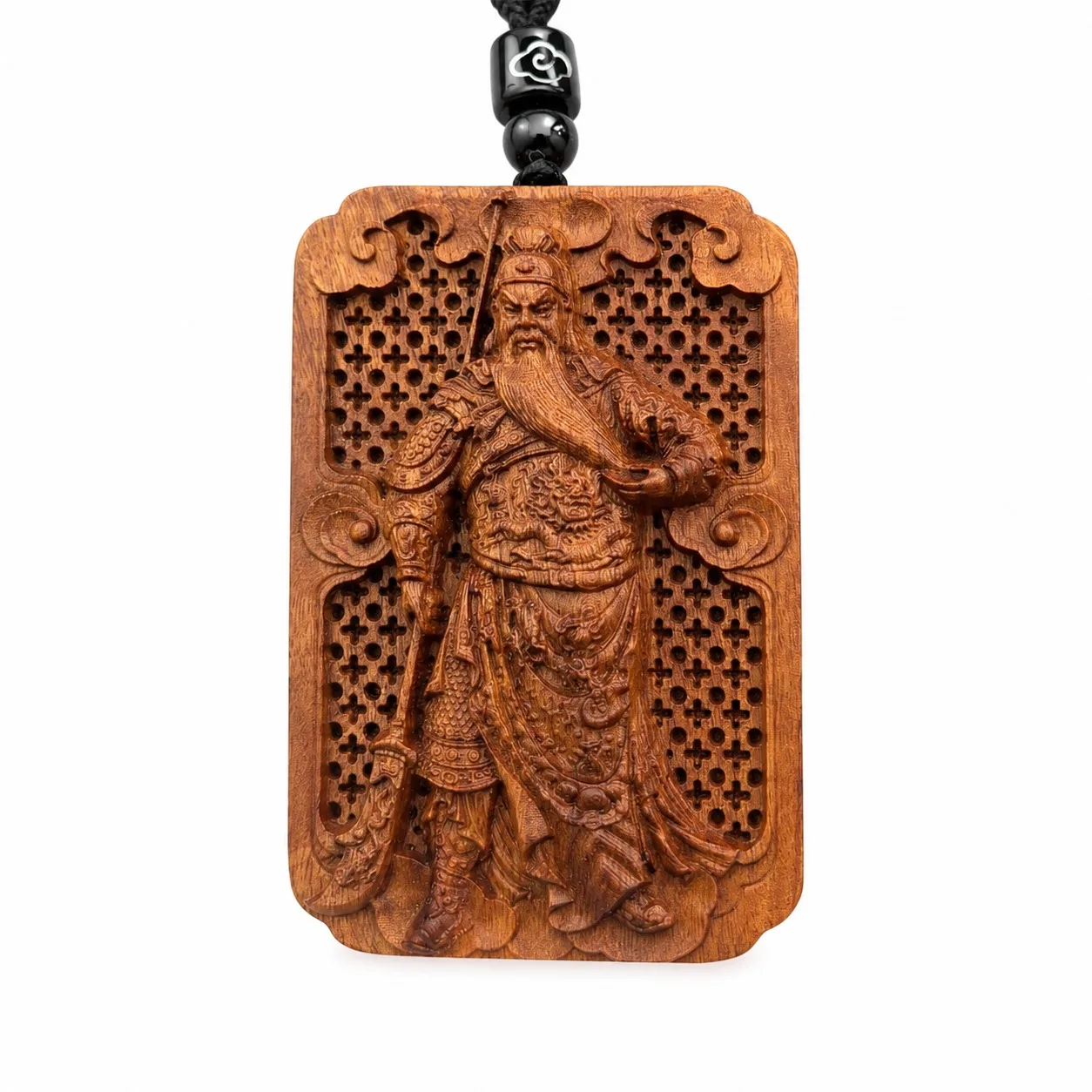 Hand Carved Lightning Struck Jujube Wood Guan Gong Pendant Chinese Zen Amulet Traditional Feng Shui Car Decor Gift Ornament