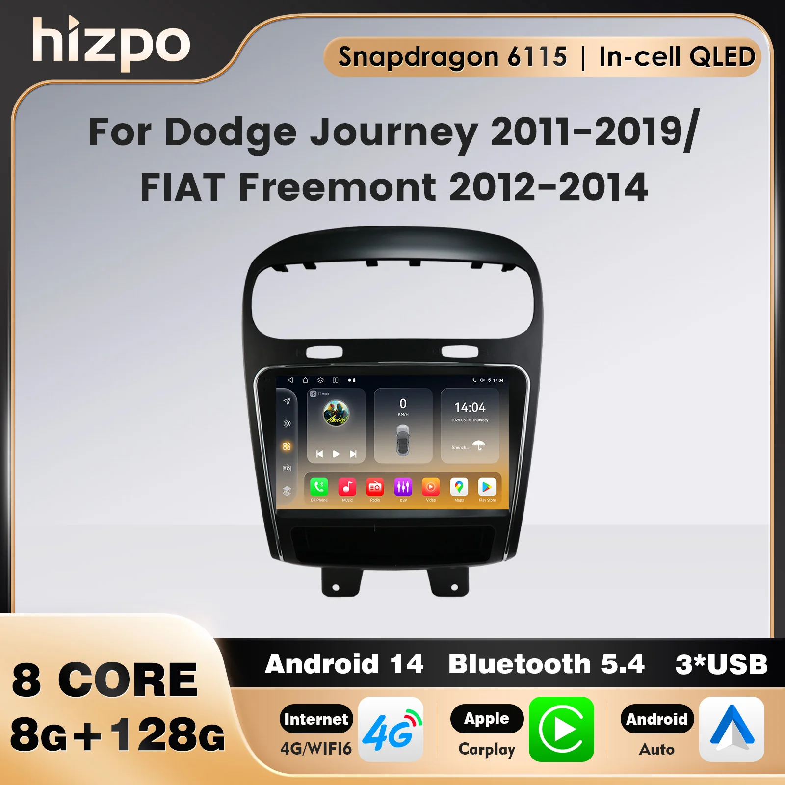 Автомобильный радиоприемник 4G LTE Android Auto AI для Dodge Journey 2011-2019/ FIAT Freemont 2012-2014, автомобильный мультимедийный плеер Carplay OBD 360cam