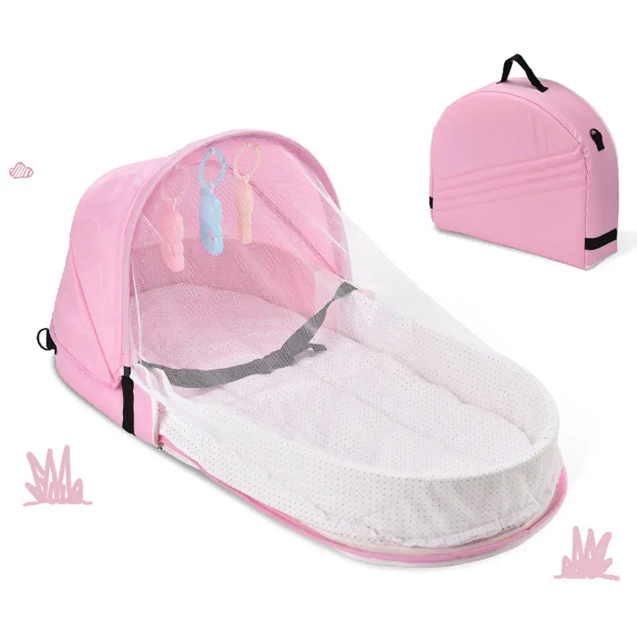 Culla per neonato Letto isolante biomimetico per neonato Letto pieghevole a prova di zanzara Comodo letto da viaggio all'aperto nel letto centrale