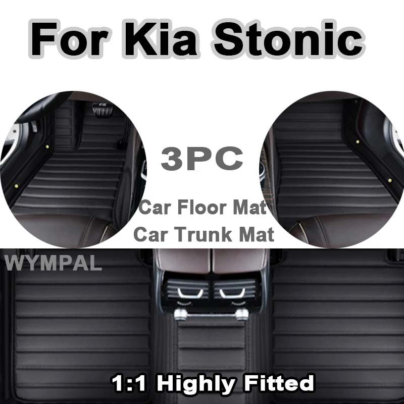 

Роскошный автомобильный роскошный кожаный коврик для Kia Stonic 2017 2018 2019 2020 2021, полный комплект автомобильных ковриков для женщин, водонепроницаемые коврики