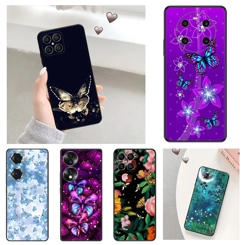 Soft Anti-Drop Phone Case For Honor X7b X6 70 90 X8 b X9A X9B Magic5 Pro Flower Nocturnal Butterfly Pixel 8A 7A 6A 6 7 8 Cover