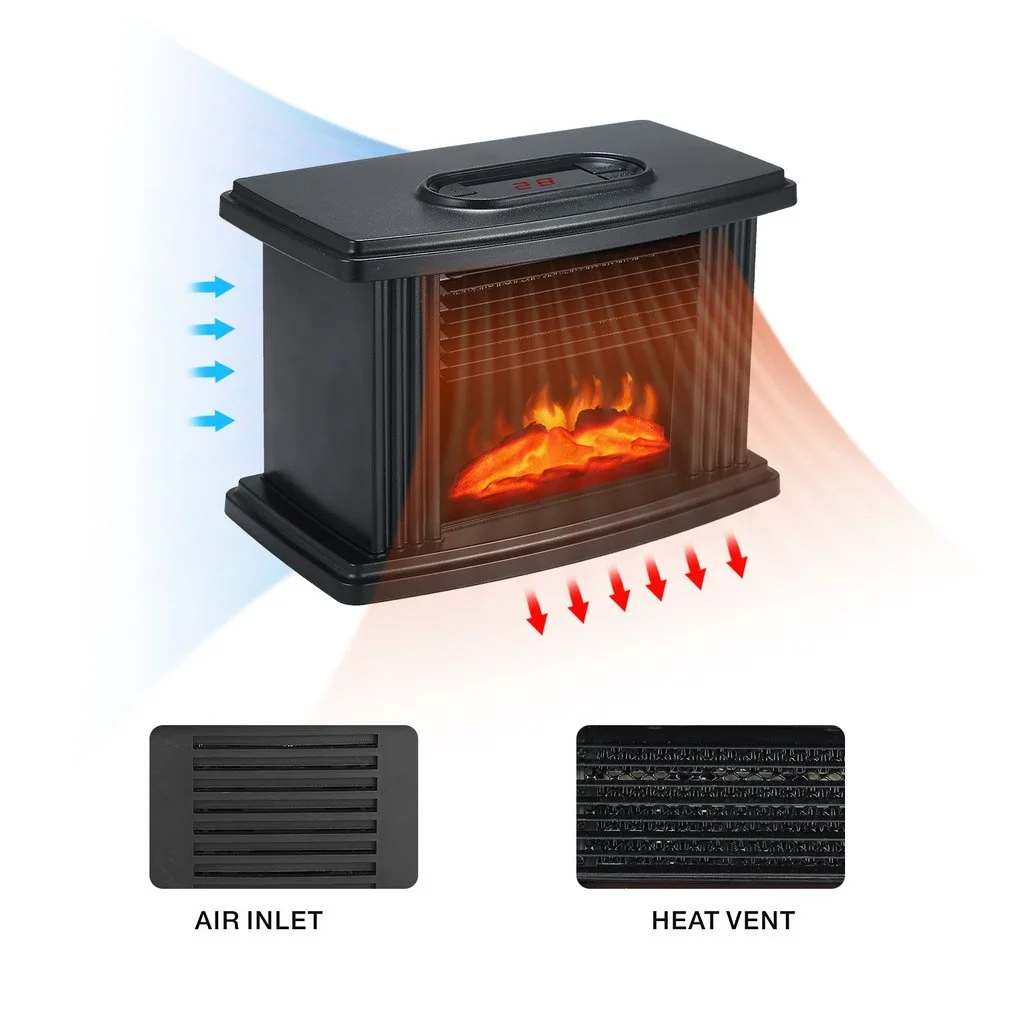 1000W elektrische haard Hater voor thuis met afstandsbediening Open haard Elektrische vlamdecoratie Draagbare binnenruimteverwarmer