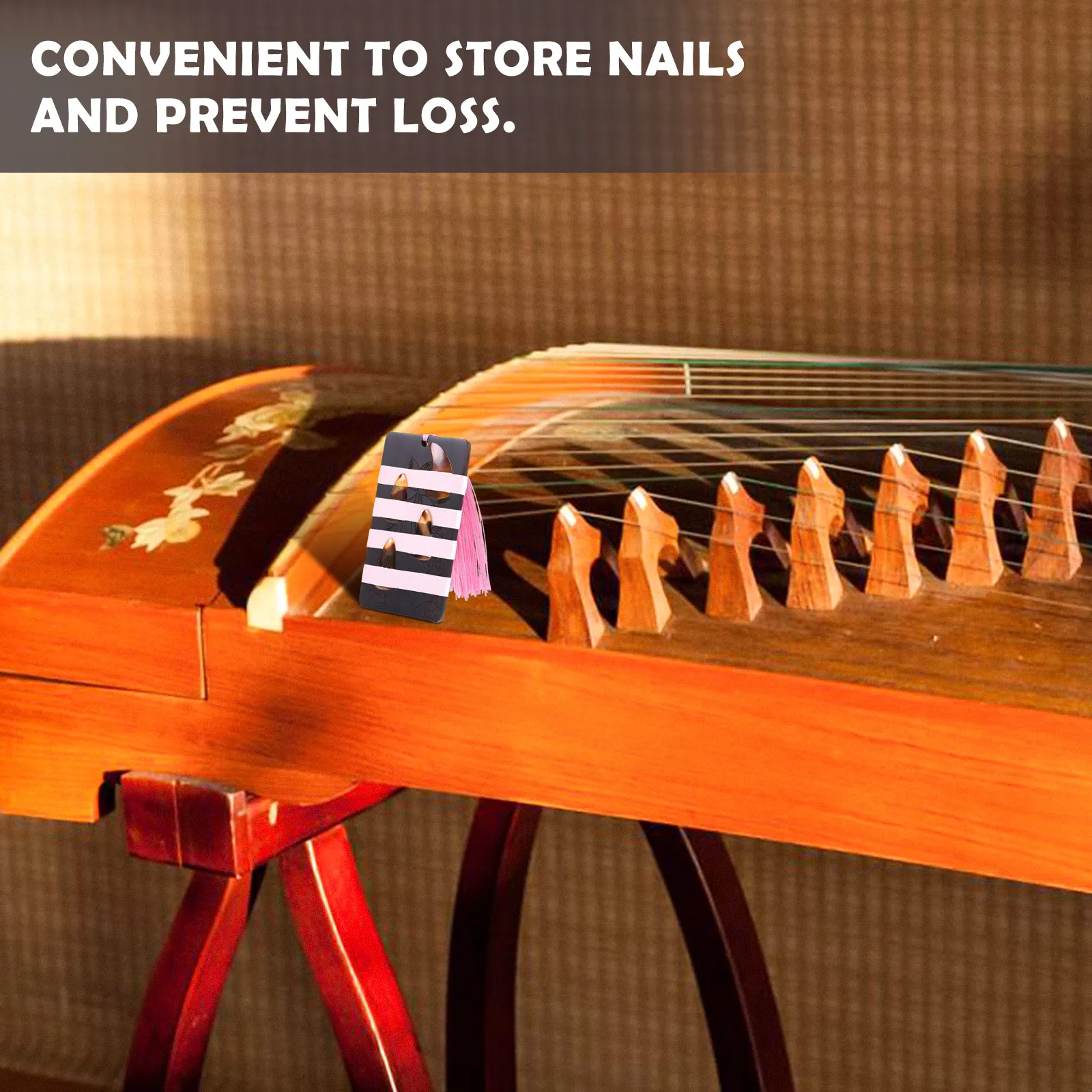 1Pcs Exquisite Sandalwood Guzheng Pick Storage Board Compact Stylish Nail Holder for Guzheng Pipa Hairpins Guitar Picks