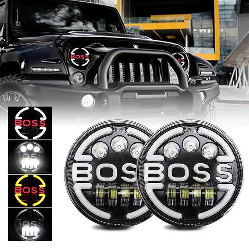 

7-дюймовые фары BOSS, автомобильные фары, дневные ходовые огни, поворотные фары, лампы ближнего и дальнего света
