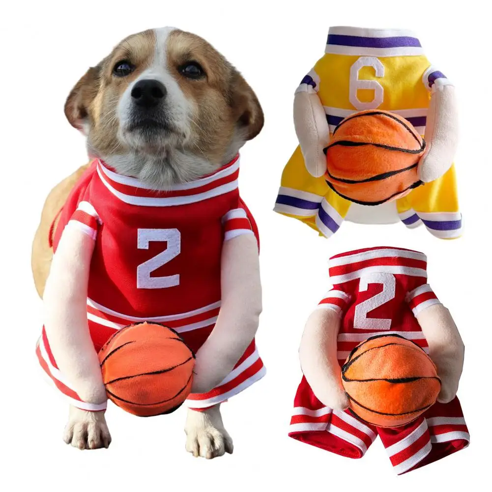 Disfraz de jugador de baloncesto para perros, Jersey deportivo para mascotas, disfraz de jugador de baloncesto para perros con pelota 3d, bonito baloncesto para mascotas para Cosplay