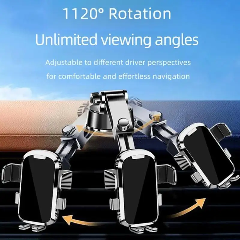 Y1UB Suction Cup In-Car Phone Holder with Side Clamps, Lower Rest, Extendable Arm and ABS Mount Body for Everyday Screen Viewing