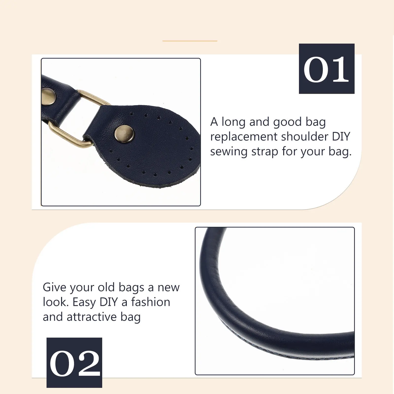 

1Pair Bag Strap Sewing Replacement Thick Strap Long Colorful Handle for Tote Handbag DIY Accessories Blue