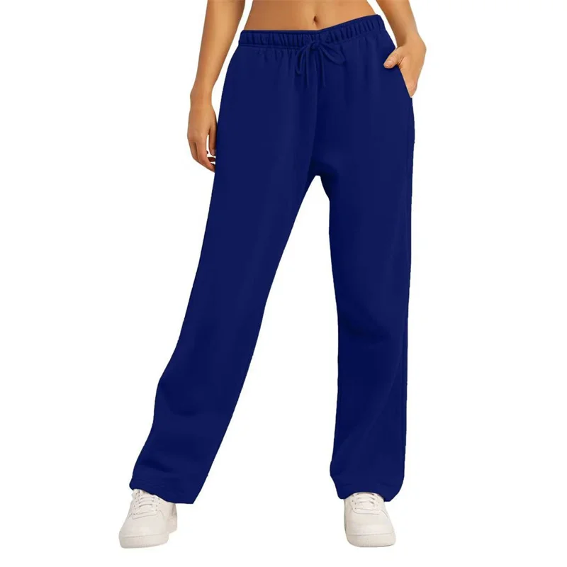 Herbst-Winter Damen Einfarbige Jogginghose, Alltagshose, Damen Weite Hose, Bequeme Lose Hose mit Kordelzug für Damen – Detail 11