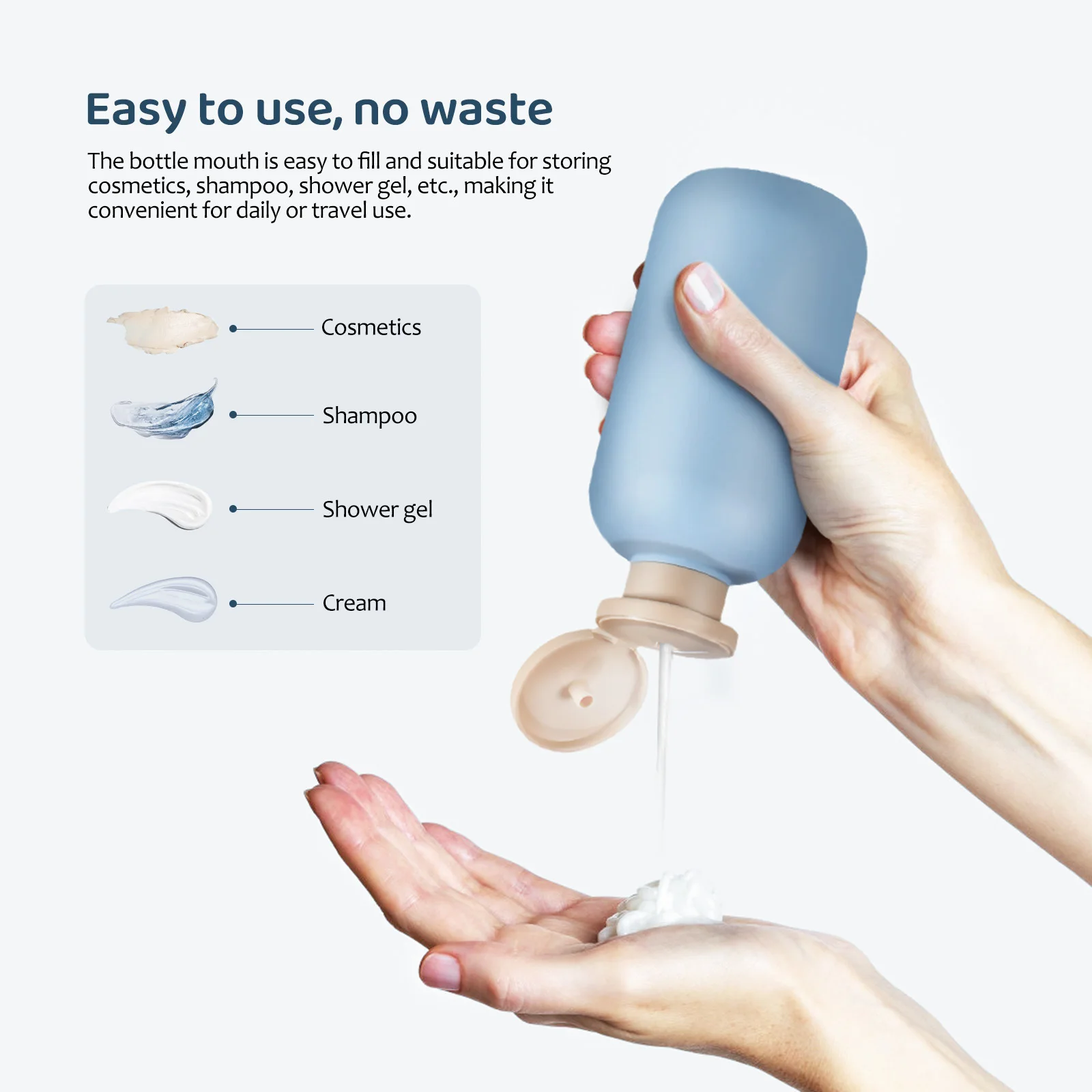 Bouteilles de voyage en plastique rechargeables, taille de bouteille de shampoing, pour articles de toilette, conteneur de Lotion, conteneurs de voyage anti-fuite, 2 pièces