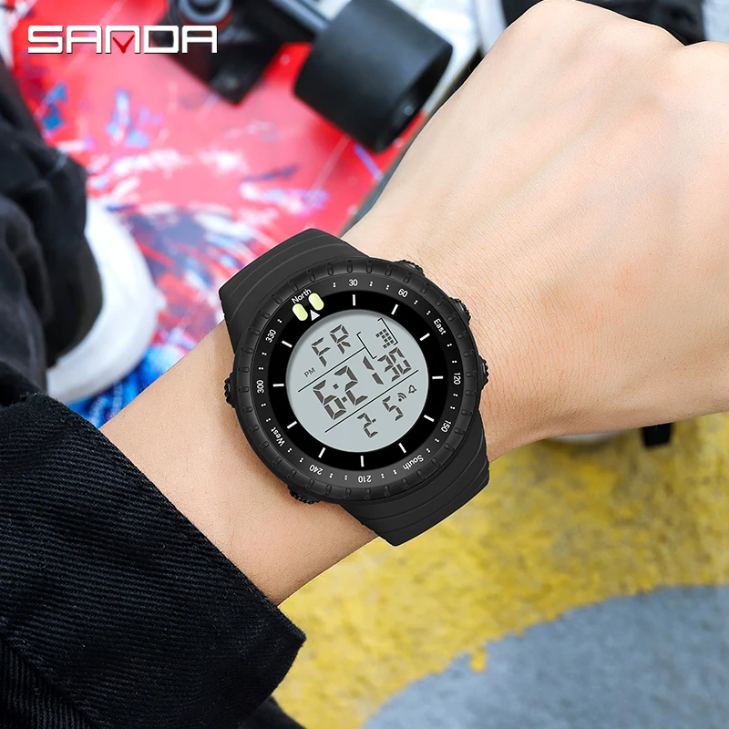 SANDA Hot Brand Luxury Outdoor Military Sport Man Watch LED Digital Luminous Waterproof Diving Stopwatch Alarm Clock Men's Watch