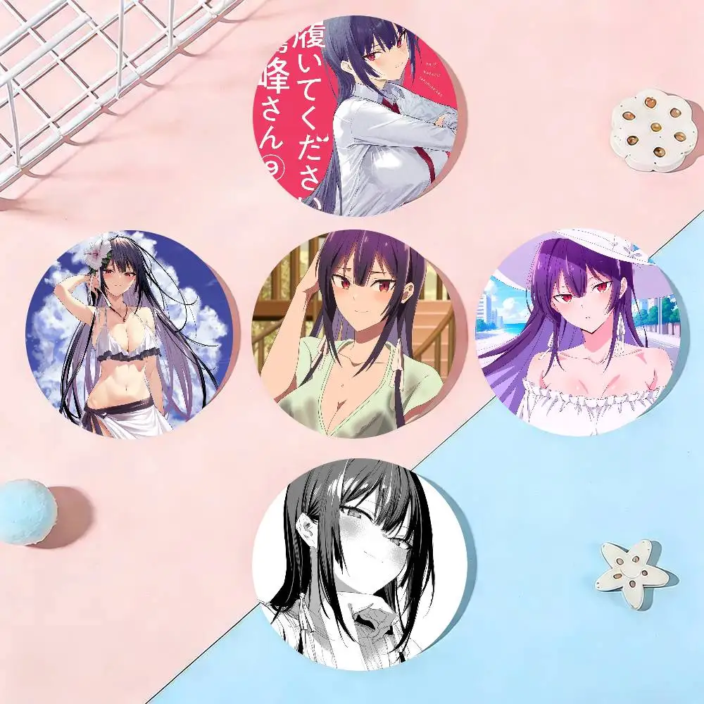 Anime Haite Kudasai Takamine San Badge Tinplate Meme Round Brooch For Hat Bag Creative Lapel Jewelry Accessories Gifts