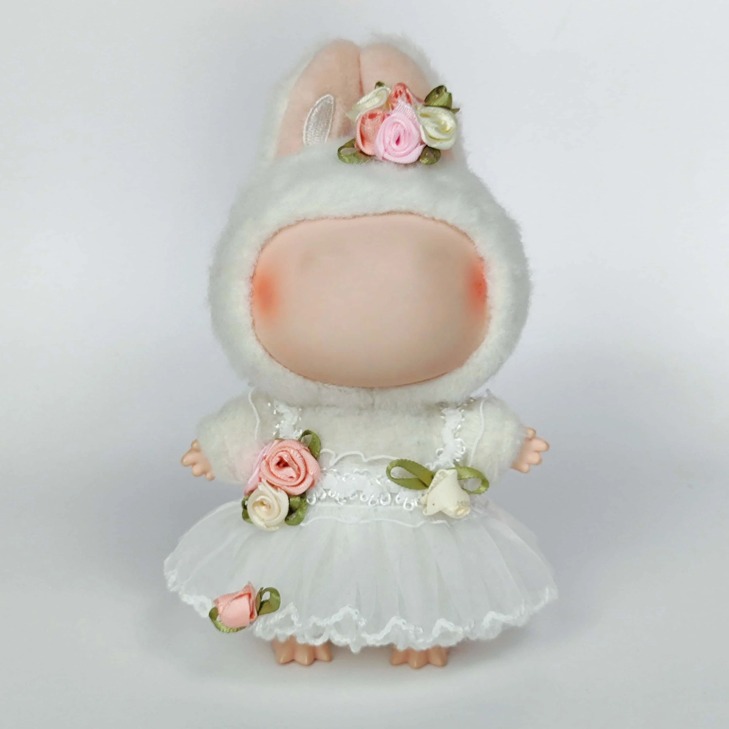 Mini Plush Doll's Clothes Bud Skirt with Pearl Hair Accessory Labubu I II Idol Dolls Korea Kpop Doll DIY Clothing Gifts