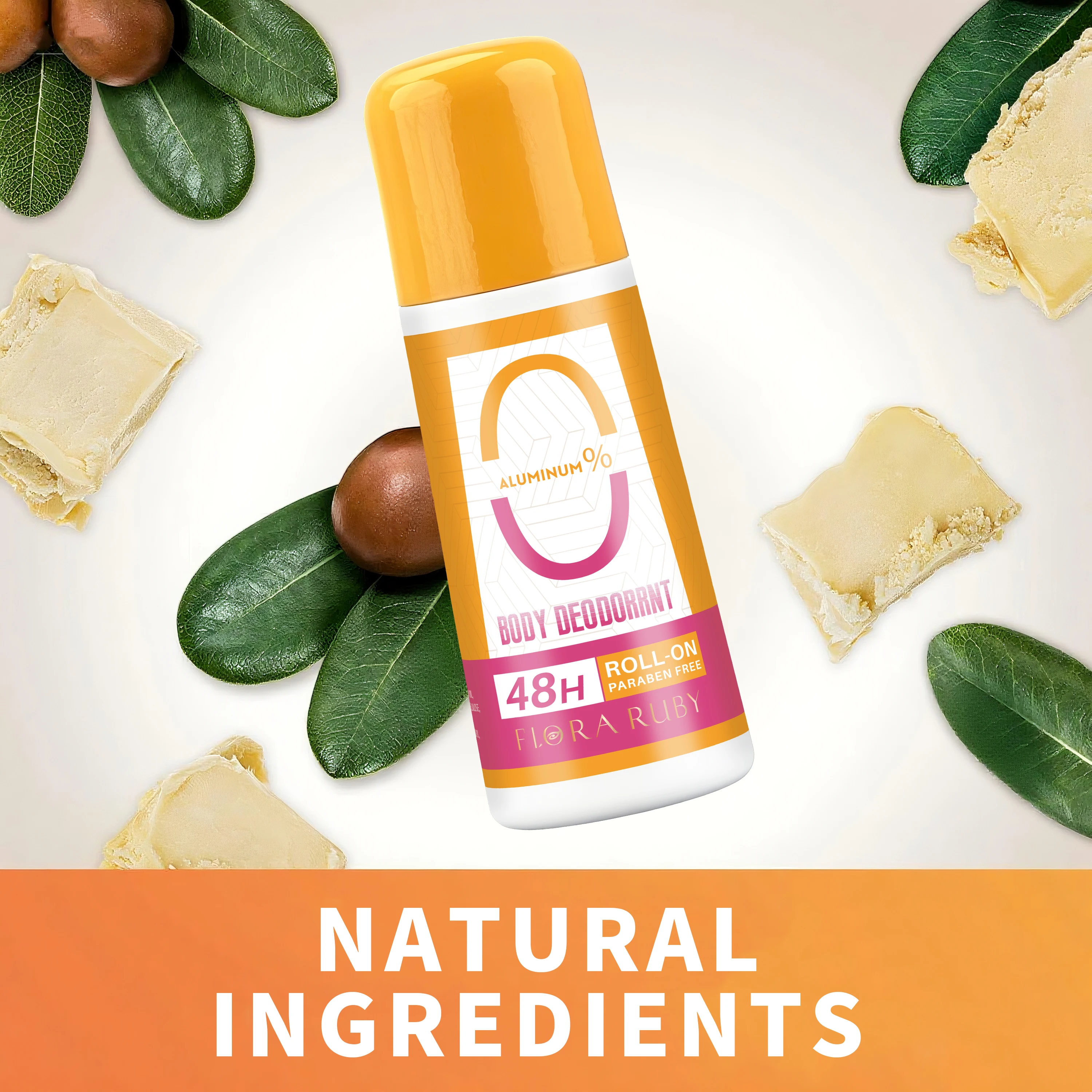 مزيل عرق فلورا روبي لكامل الجسم للنساء والرجال، مزيل الروائح الكريهة تحت الإبط لمدة 48 ساعة، تطبيق الجسم بالكامل