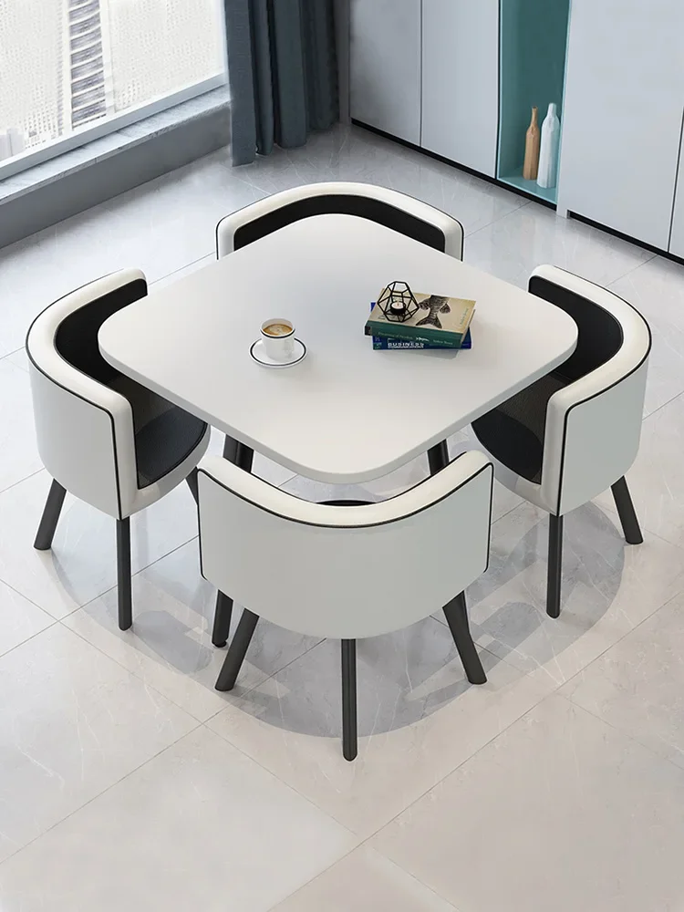 Simple business negotiation, reception table and chair combination, one table and four chairs, casual meeting guests