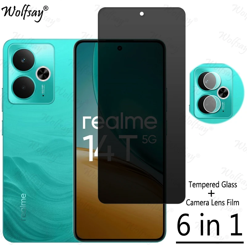 

Privacy Screen Protector For Realme 14T Anti-Spy Tempered Glass For Realme 14T 14 T Camera Glass For Realme 14T Glass 6.67 inch