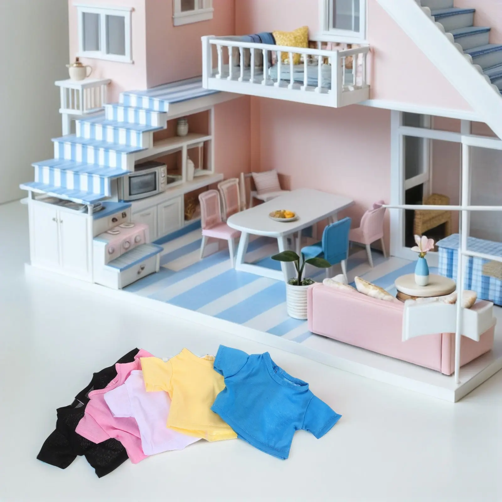 

5Pcs Mini Bear T-Shirts Solid Color Short Sleeve Soft Breathable Fabric for Stuffed Bears 18 Inch Size Fashionable Dress Up