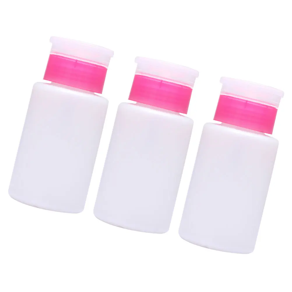3 pçs 150ml push down lockable unha polonês removedor garrafa de plástico imprensa bomba dispensador para viagem maquiagem removedor subembalagem