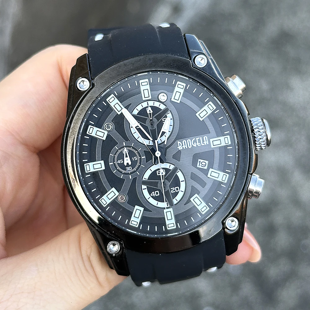 

BAOGELA Men Clock Top Brand Luxury Sports Watches Stainless Steel Waterproof Quartz Chronograph Luminous Hands Male Wristwatch