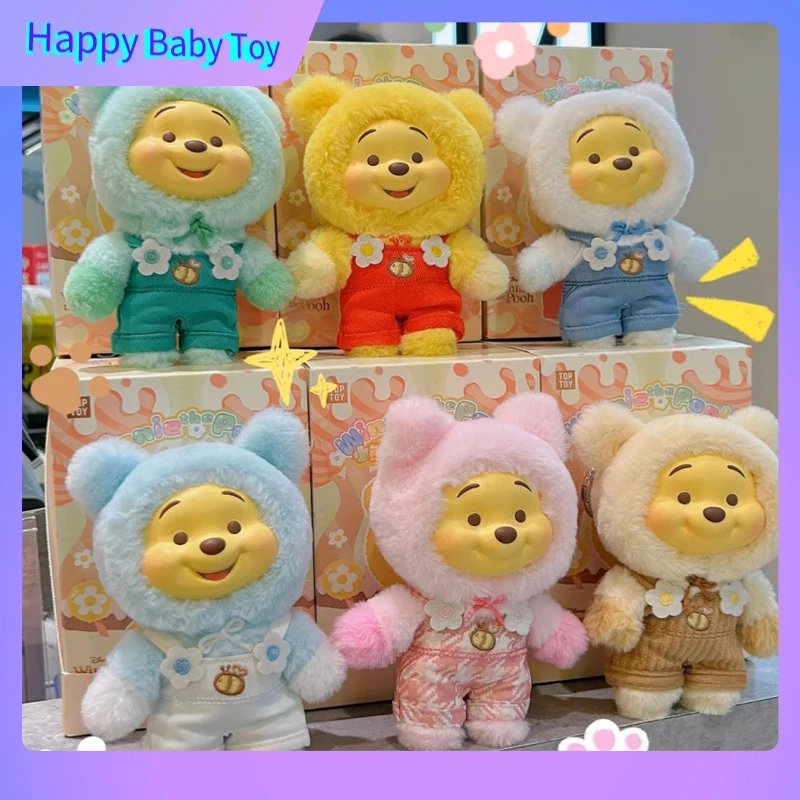 

100% натуральная виниловая игрушка Disney Winnie The Pooh, слепая коробка, серия конфетного медведя, милая модель, подвеска на рюкзак, украшение для рабочего стола, сбор