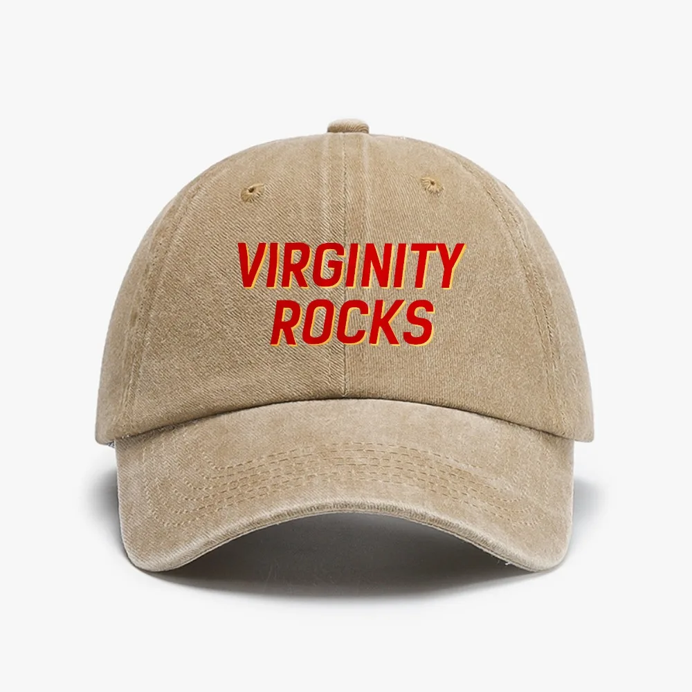 

Virginity Rocks Adjustable Baseball Cap Washed soft top Distressed Denim caps Summer Snapback hats Fashion sports Golf hat