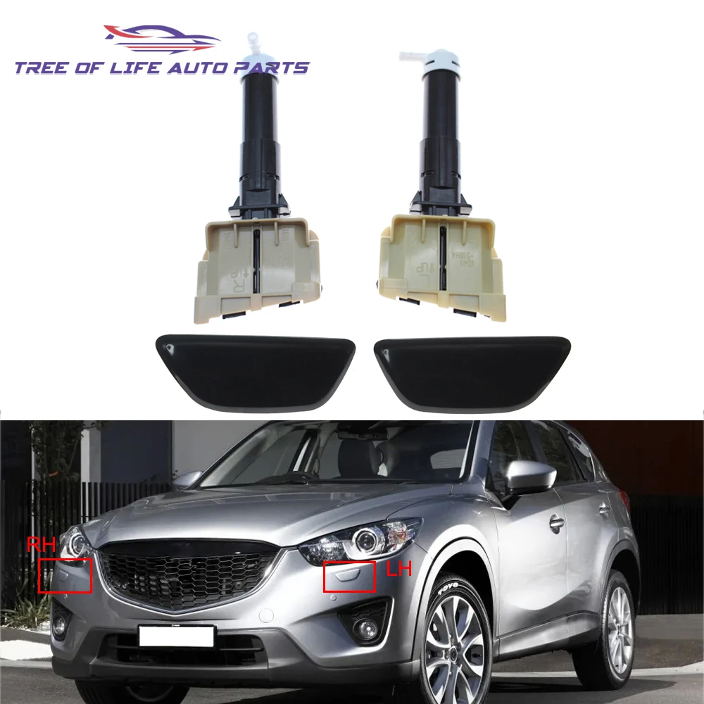 

For Mazda CX-5 2012 2013 2014 2015 2016 2017 Front Bumper Head Light Lamp Washer Spray Nozzle Cleaning Pump Actuator+Cover Cap