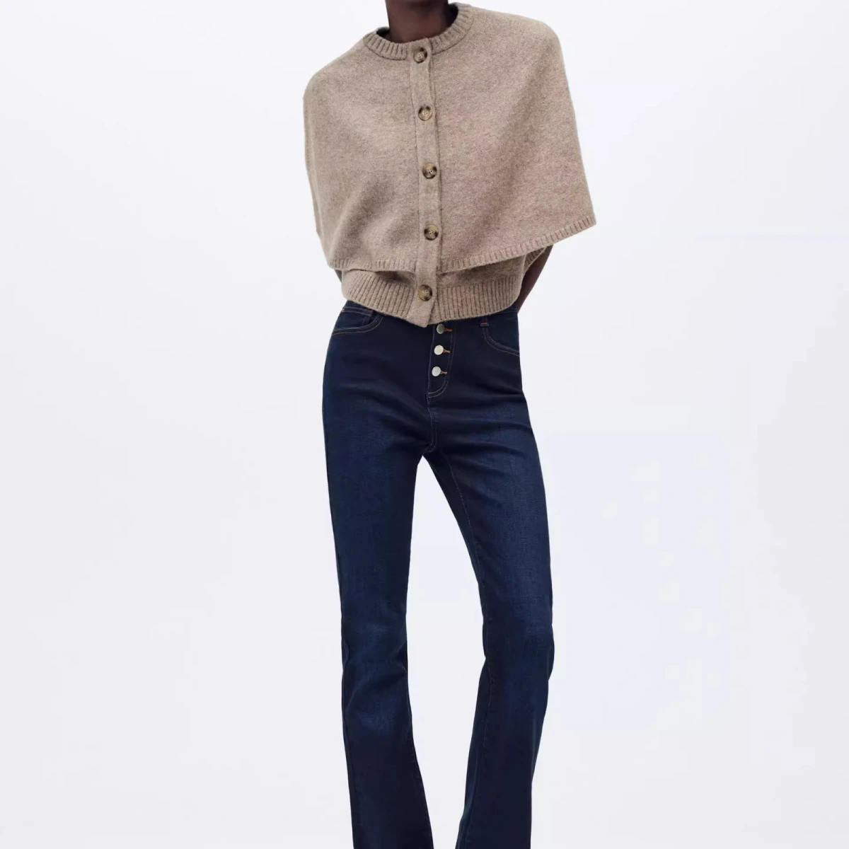 Spring Women's Casual Waed Effect A-Line Pants High Waist Spirituous Flared Jeans Commute Sle Zipper Closure Long Trousers