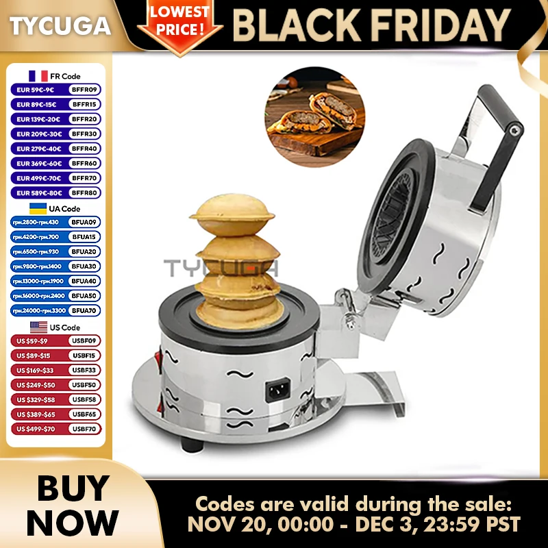 Calentador Krapfen, máquina de sartenes para helado, máquina para hacer hamburguesas OVNI, prensa de helado italiano, máquina para hacer hamburguesas rellenas de hamburguesas Brioche