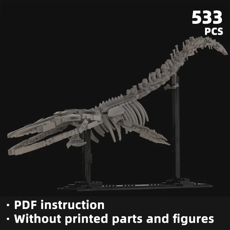 The prehistoric aquatic reptile building blocks showcase the precise replication of segmented vertebrae, ribs and fin bones