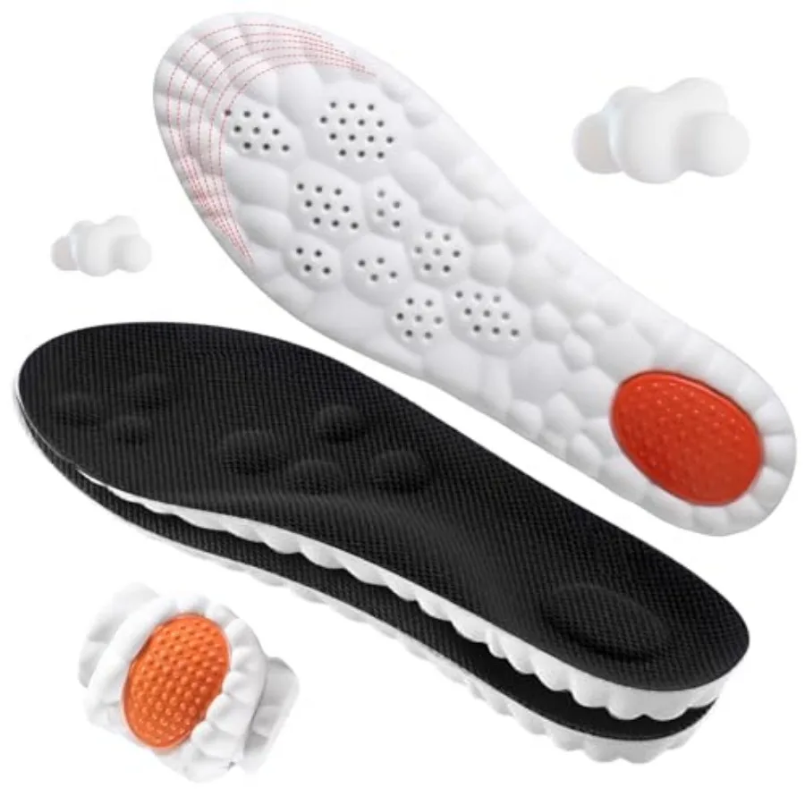 

4D Cloud-Soft Cofort Soles for en - eory Foa Chioning Steppers Insoles ith Heel Shock Pad - Tri-to-Fit Arch Support Insoles for