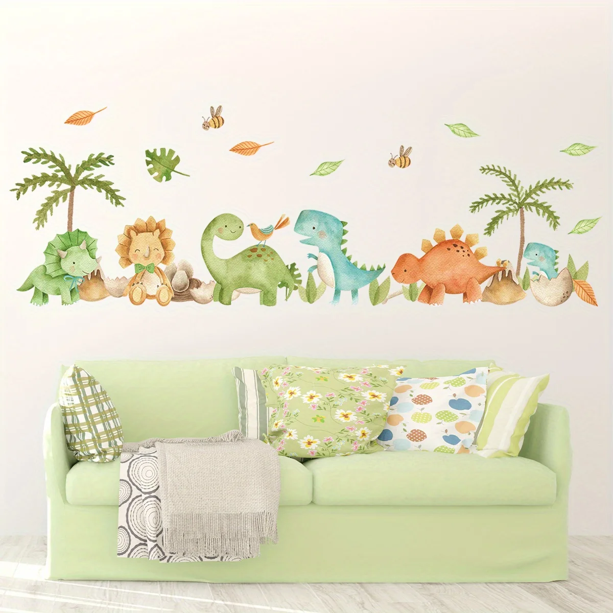 2PCS Cartoon Cute Dinosaur Lion Tree Dinosaur Era Wall Stickers for Bedroom Living Room Nursery Decoration Wall Decals