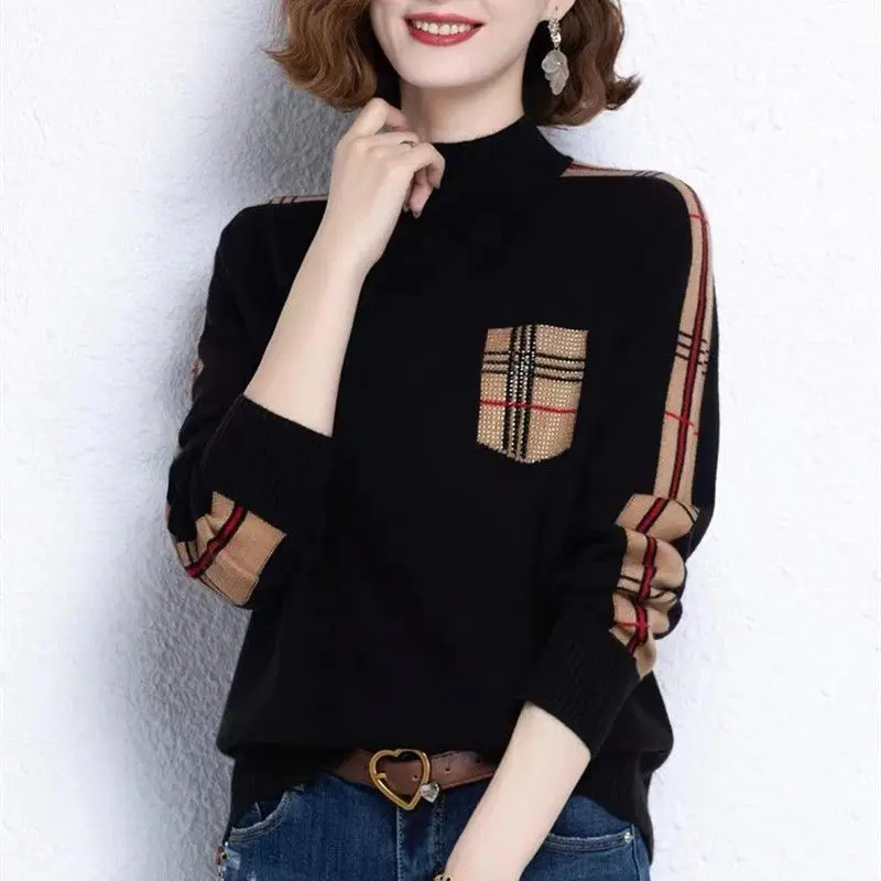 2023 New Ladies Undercoat Sweaters Tops Autumn Winter Thin Pullovers Knitwear Interior Lapping Office Lady Women\'s Clothing