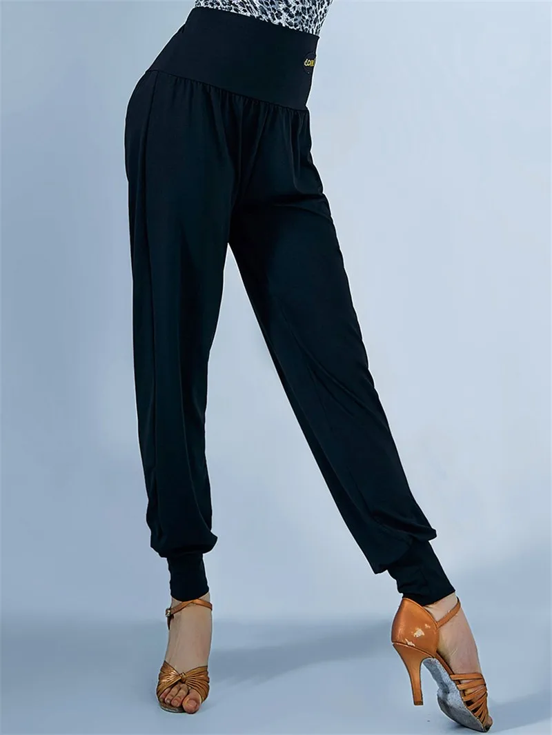 Pantalon de danse latine léopard pour femme, taille haute, vêtements d'entraînement de salle de Rh, fjCha Cha Régions ba Samba, noir, nouveau