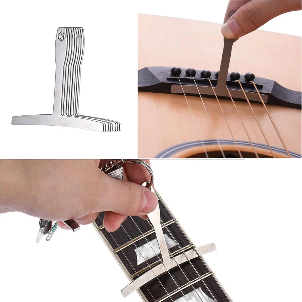 Guitar Luthier Measuring Tools Kit Set String Action Ruler, 9 Understring Radius Gauge For Guitar Repair-A57M