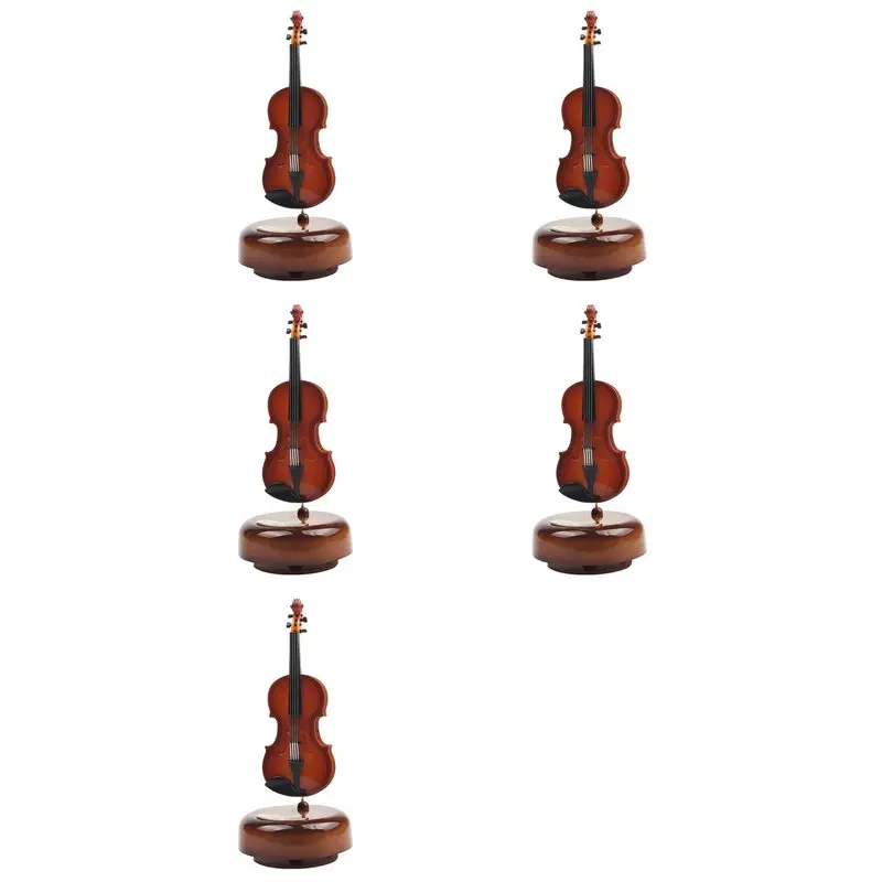 【THANKSGIVING DAY】5X Violin Music Box,Mini Vintage Musical Box With Rotating Base, Classical Replica Instrument Crafts Model Bir