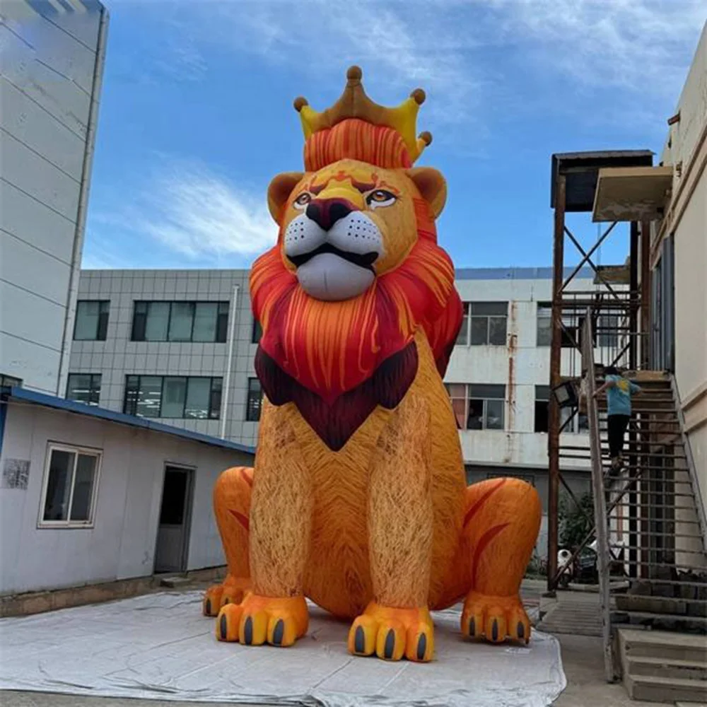 Large Size Activity Mascot Inflatable lion Cartoon Model with Crown inflatable Big lion Mascot Balloon