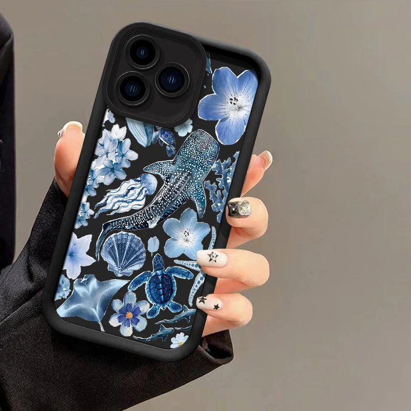 حافظة هاتف ناعمة مقاومة للصدمات لهاتف Xiaomi Poco M7 4G M6 Plus M5S C65 C61 C55 C51 C50 C40 C31 نمط زهرة السلحفاة البحرية الحوت كابا #5