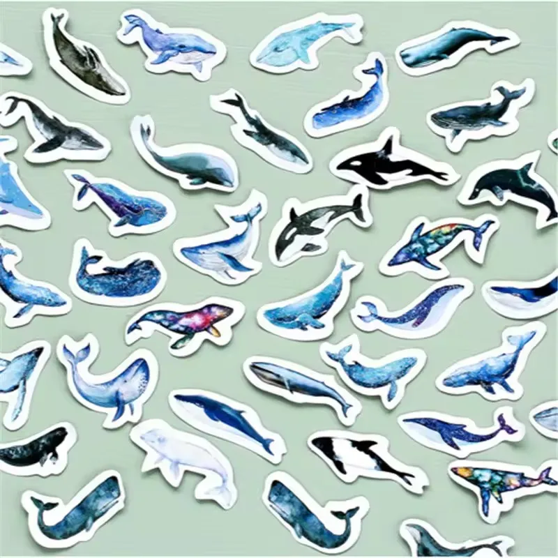 45 Whale Label Stickers Per Pack Journal Album Scrapbook Collage Stationery Suitable For Multiple Scenarios