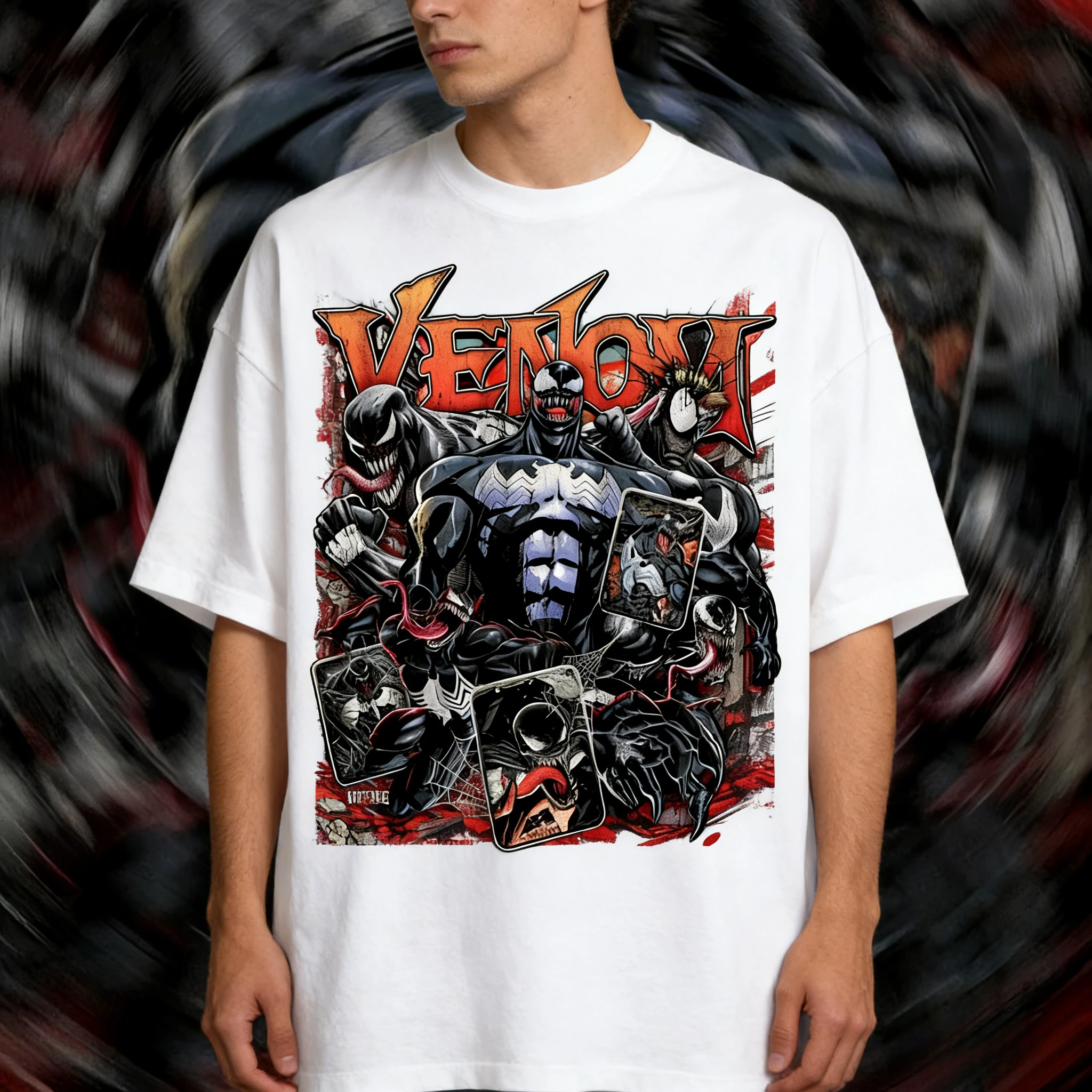 

90s Retro Venom T-shirt, Spider-Man Villain T-shirt, Marvel 90s T-shirt Unisex Pure Cotton All-Season Base Layer Streetwear