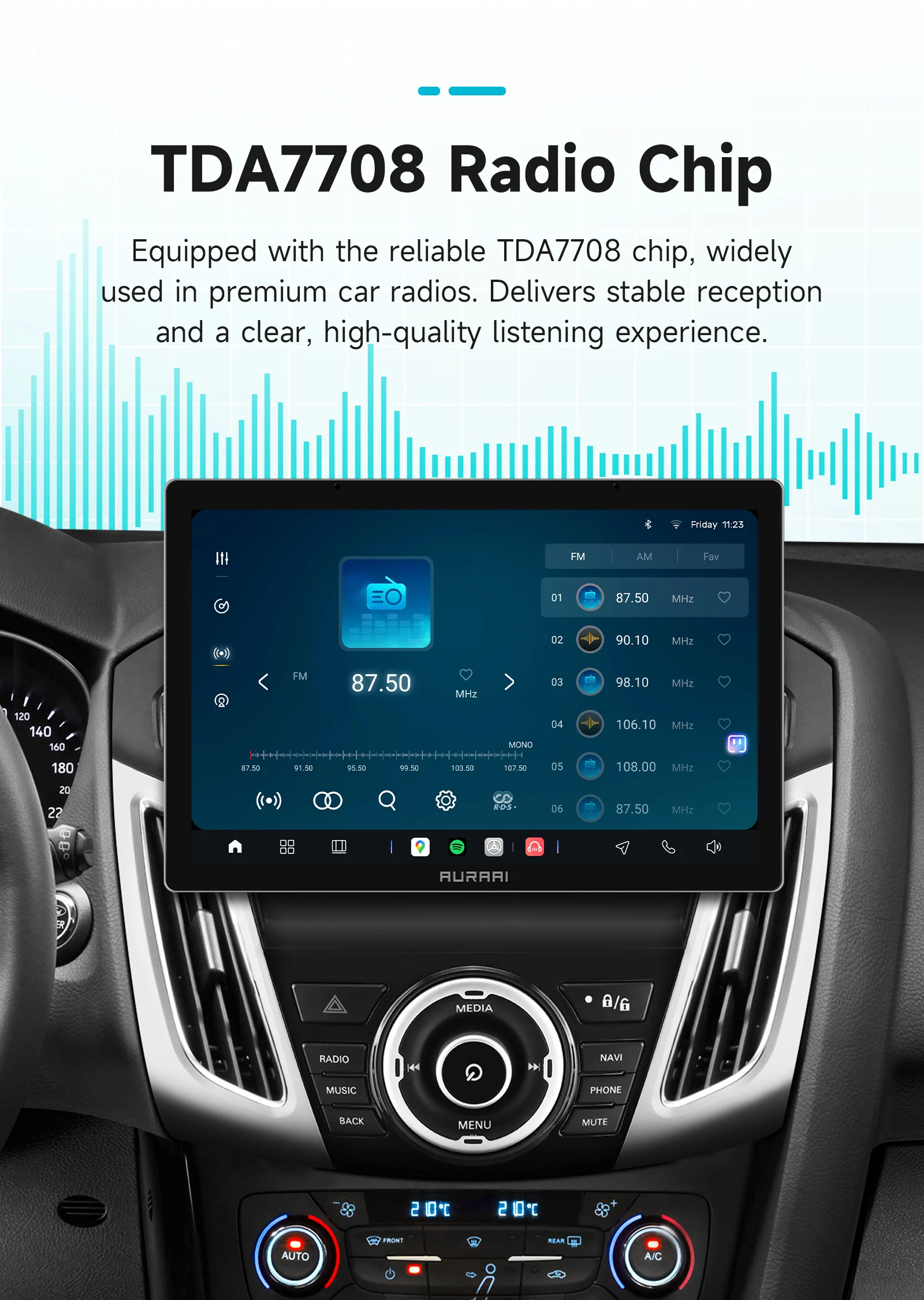 AURAAI Android Intelligentes Autobildschirm-System für Ford Focus 3 Mk3 2011 - 2017 4G WiFi Bluetooth GPS-Navigation Auto CarPlay KI-Sprachsteuerung ADAS Optional – Detail 21