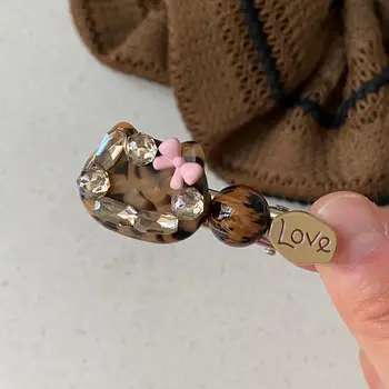 1個可愛獨特設計的水晶貓咪蝴蝶結醋酸纖維髮夾,時尚甜美女孩瀏海夾 10 最佳銷售 貓毛夾 - №4