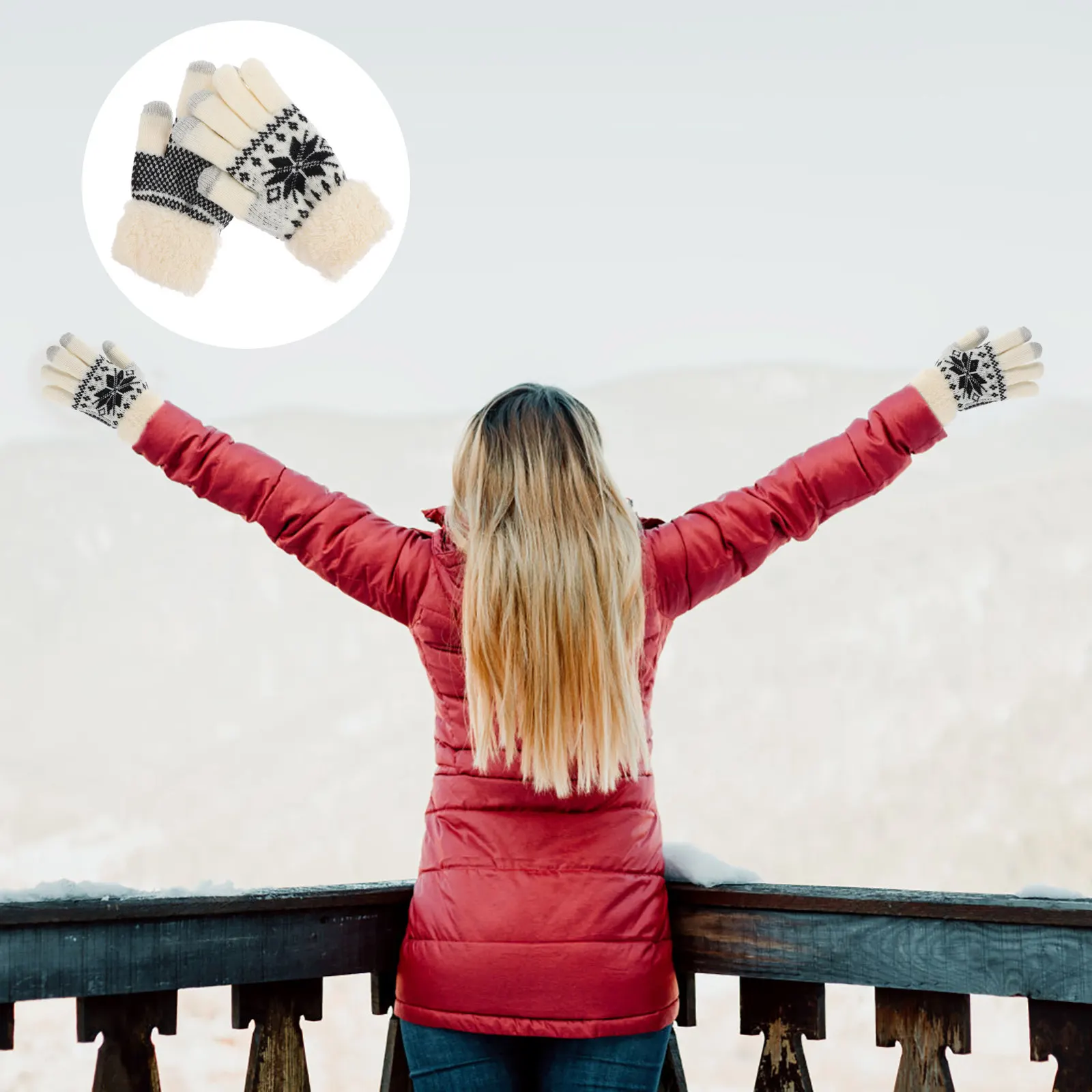 

1Pair Winter Thermal Touchscreen Gloves Outdoor Warm Gloves for Skiing Riding Biking Hiking Climbing Driving Cold Weather