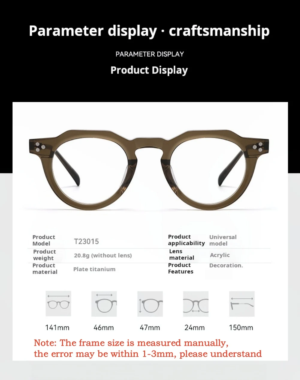 MOMOJA Acetate + Titanium Round Men's And Women's Frame Vintage Thick Fashion Trend Daily Casual High Quality Glasses T23015